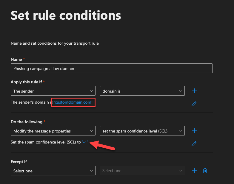 Adding new mail flow rule