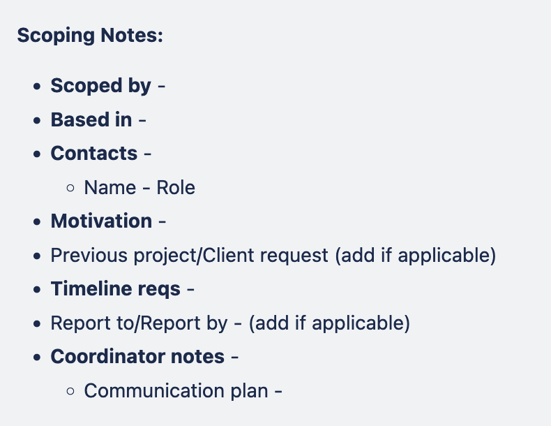Background notes template