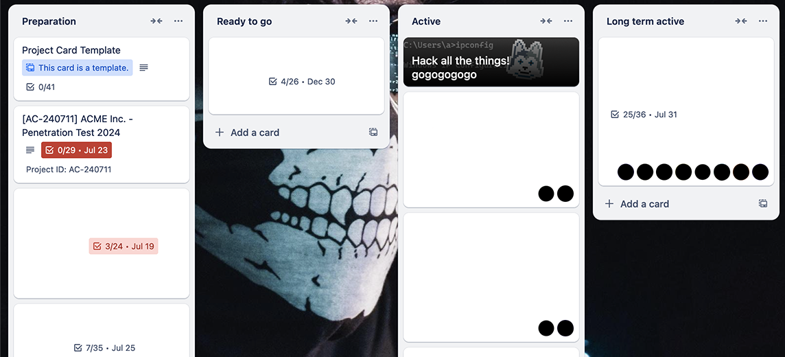 Front of card in board