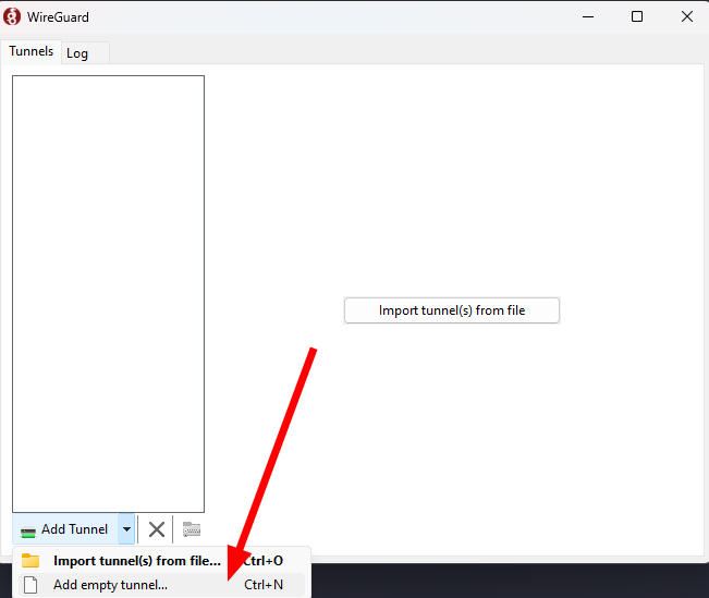 Import tunnel configuration